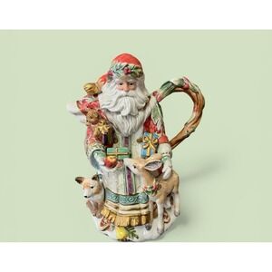 Fitz & Floyd Classics Enchanted Holiday Santa Claus Teapot Tea Pot Pitcher Xmas